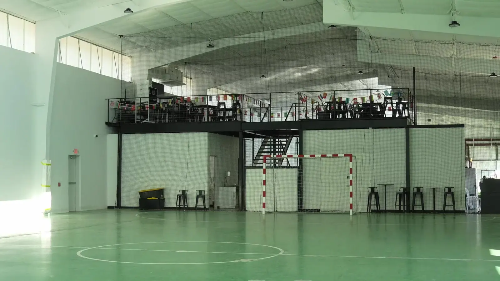 The indoor field and mezzanine at The Hattrick Houston